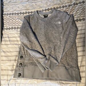 The North Face Heather Gray Pullover with Button Accents
